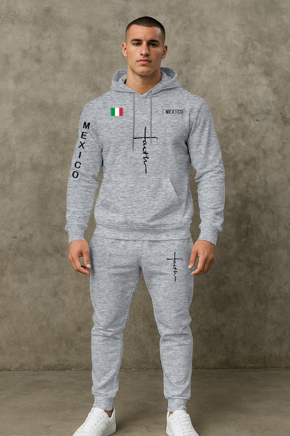 Herren Sportanzug Hoodie Jogginghose Set Grau Sportlich