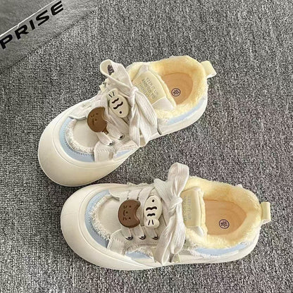 Damen Sneaker Flauschig Weich Schnürsenkel Trendy