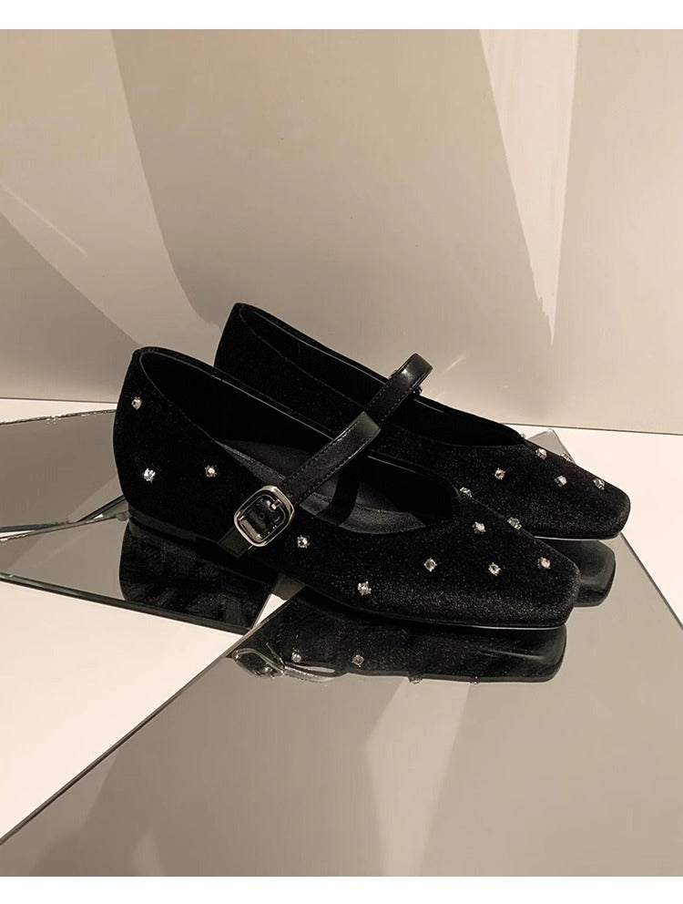 Damen Ballerinas Glamour Strass Schuhe Modern