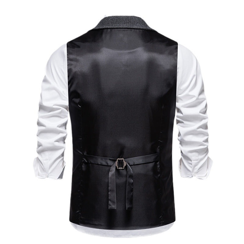 Herren Weste Hahnentrittmuster Elegant Schwarz