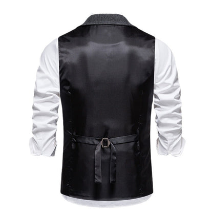 Herren Weste Hahnentrittmuster Elegant Schwarz