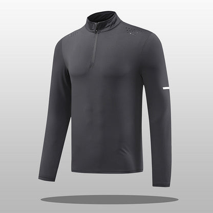 Herren Langarmshirt Atmungsaktiv Reißverschluss Funktionsshirt