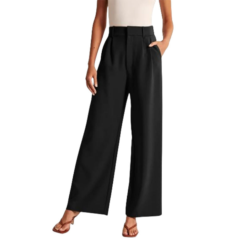 Damen Anzughose Weite Faltenhose Elegant
