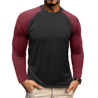 Herren Langarmshirt Raglan Kontrastärmel Modern Sportlich