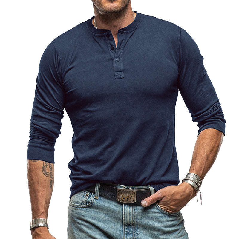 Herren Langarmshirt Knopfleiste Feinripp Optik Berlin