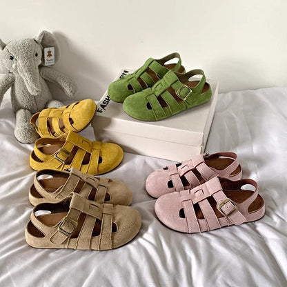 Damen Sandalen Wildleder Riemen Modern - BerlinGlamour