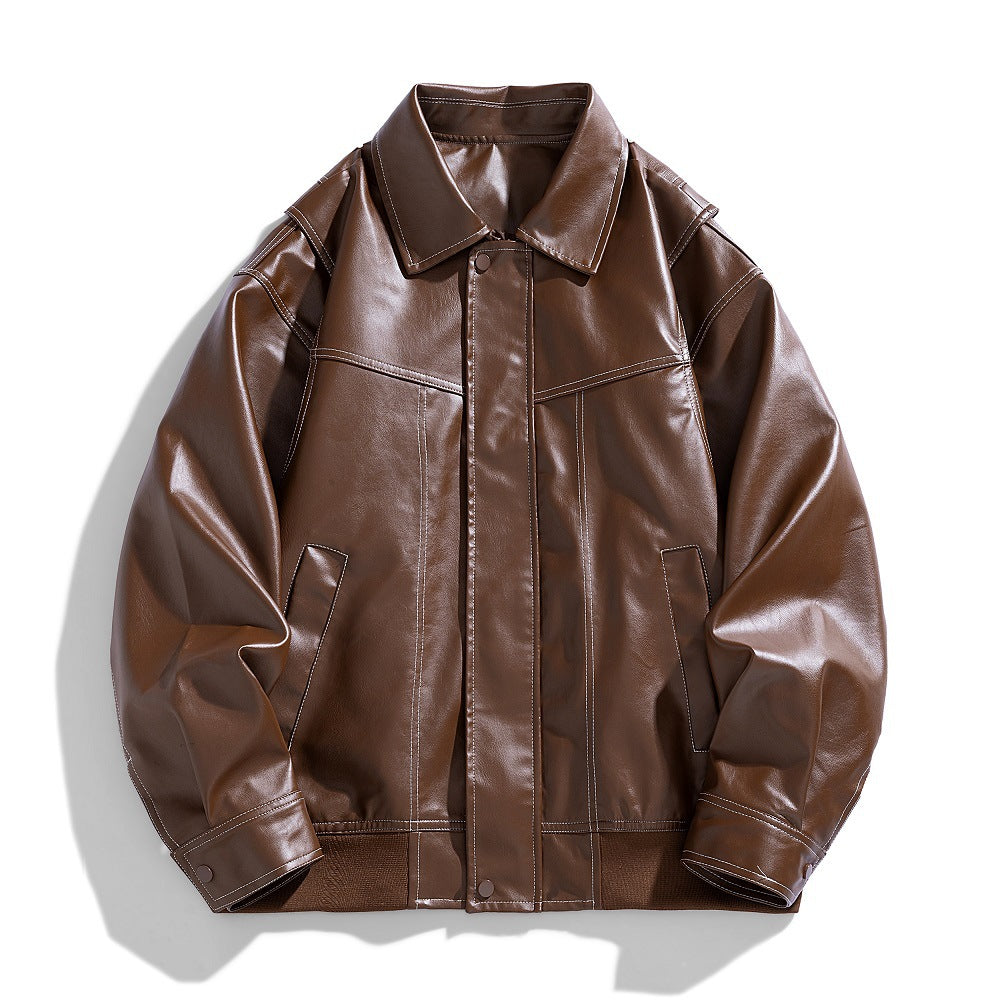 Herren Lederjacke Modern Schnitt mit Taschen