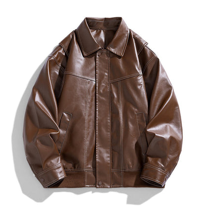 Herren Lederjacke Modern Schnitt mit Taschen