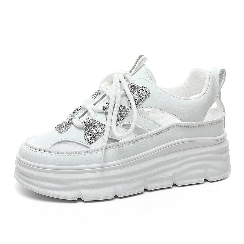 Damen Sneaker Plateau Sportlich Glitzernd Trendy Schuhe