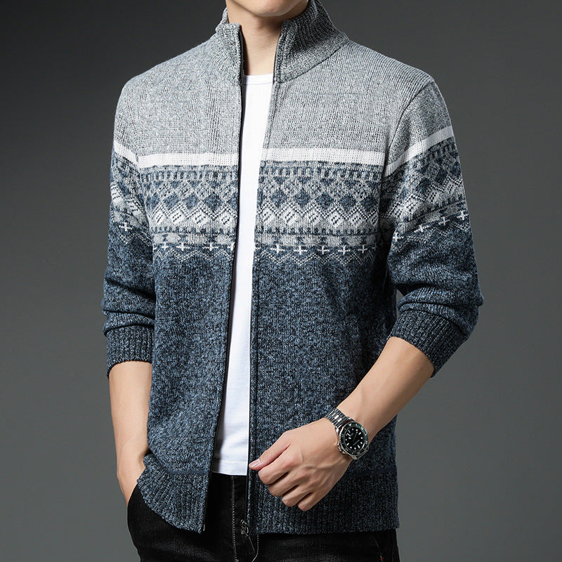 Herren Strickjacke Hochkragen Modern mit Muster