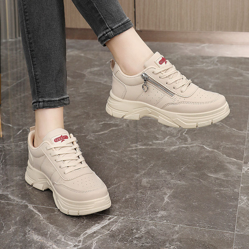Damen Sneaker Sportlich mit Reißverschluss und Weichem Innenfutter