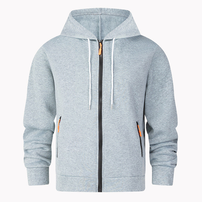 Herren Fleece Hoodie Sportlich Reißverschluss Taschen