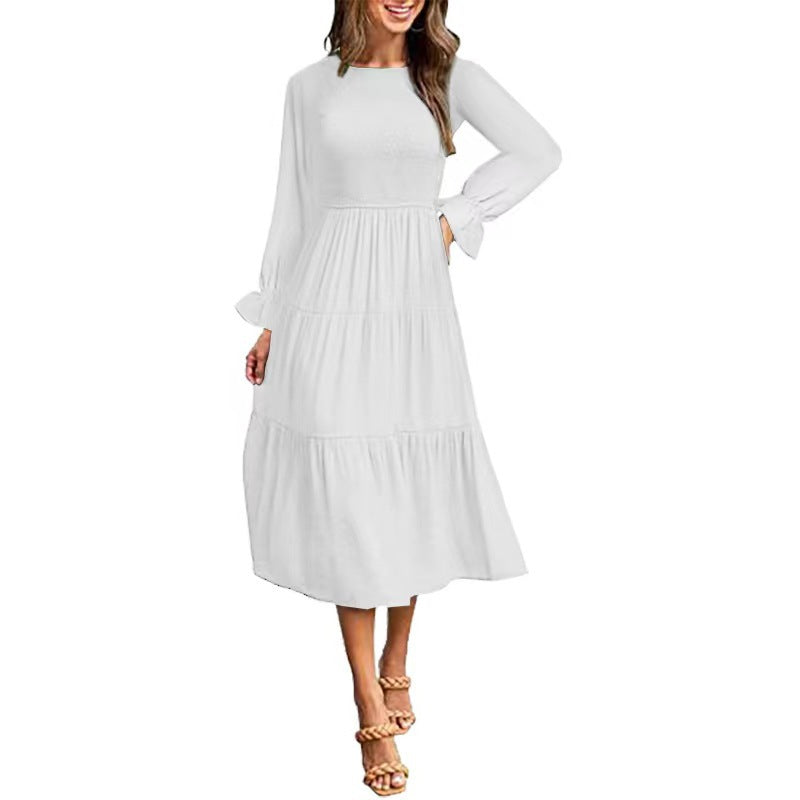 Elegantes Maxikleid Rüschen Damenkleid Lang