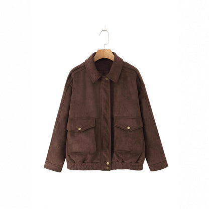 Damen Jacke Großtaschen Lässiger Schnitt