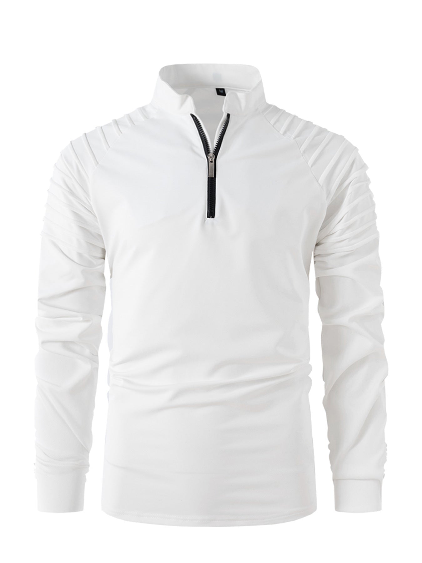 Herren Langarmshirt Sportlich Reißverschluss Rippdetails
