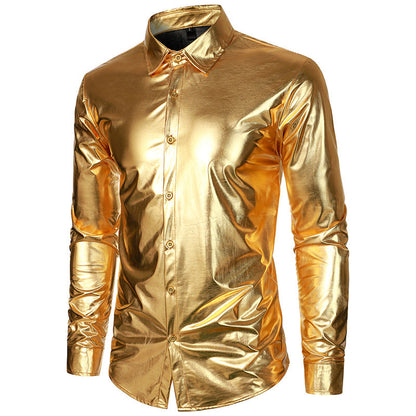 Herren Glitzer Hemd Metallic Modern