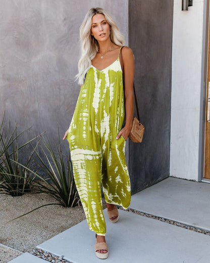 Damen Maxijumpsuit Leicht Tie-Dye Sommer
