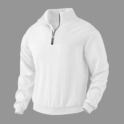 Herren Sweatshirt Strukturiert Zip Verschluss Modern