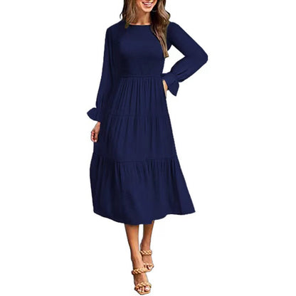 Elegantes Maxikleid Rüschen Damenkleid Lang