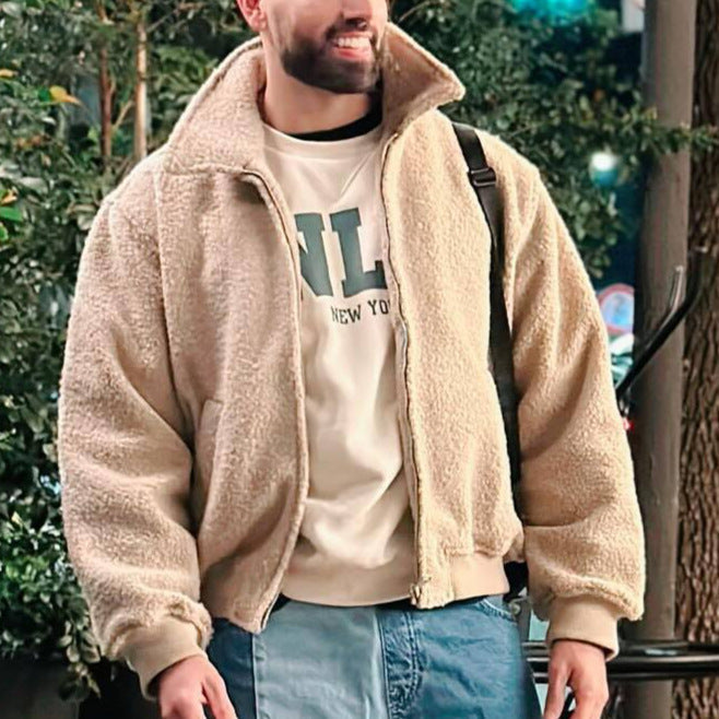 Herren Fleecejacke Warm Kuschelig mit Taschen