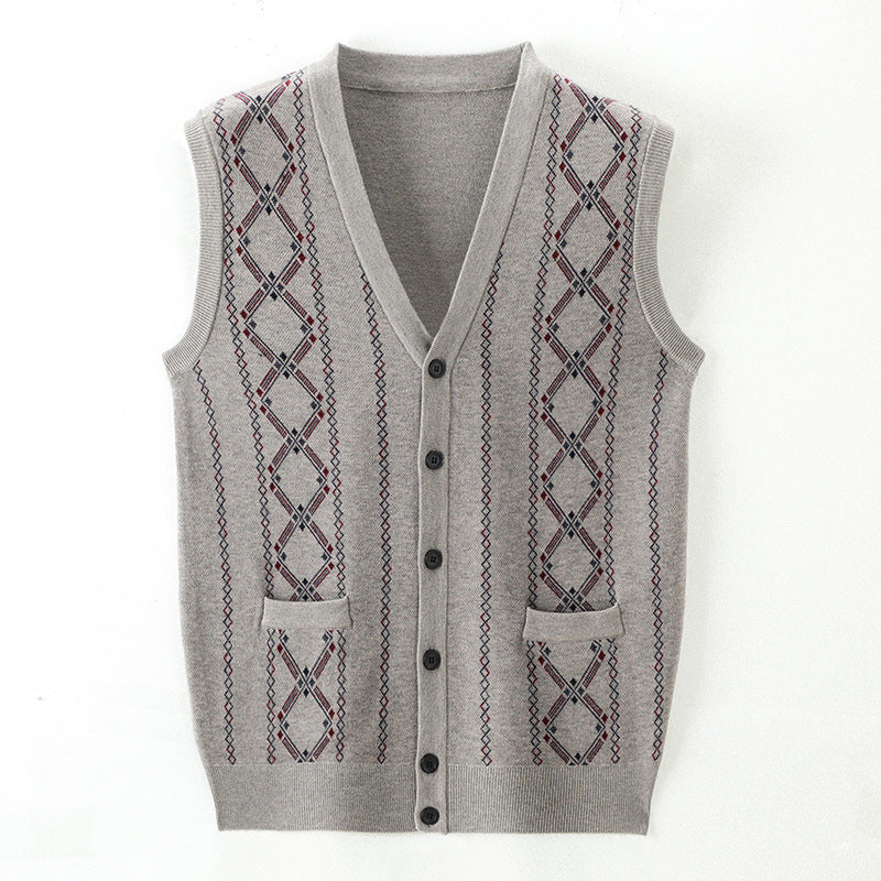 Herren Strickweste Rautenmuster Elegante Schalkragen