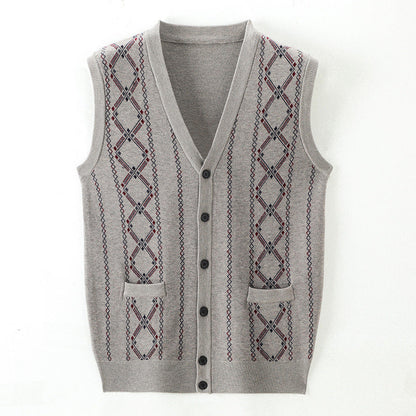 Herren Strickweste Rautenmuster Elegante Schalkragen