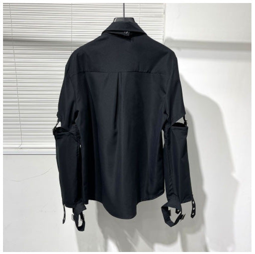 Herren Hemd Modern Schnallen Ärmel Verstellbar Slim Fit