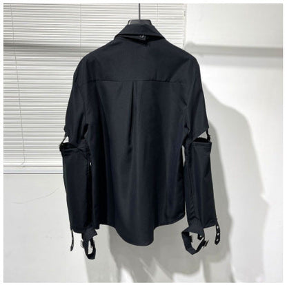 Herren Hemd Modern Schnallen Ärmel Verstellbar Slim Fit