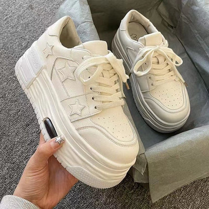 Damen Plateau Sneaker Modisch Sternen Dekor Hoch