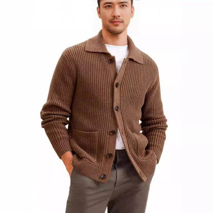 Herren Strickjacke Großrippig Mit Taschen Winter