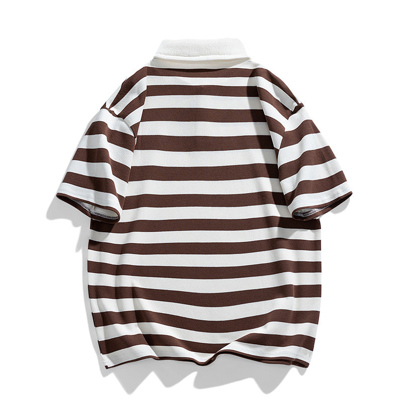 Herren Poloshirt Breitgestreift Hochwertig Baumwolle