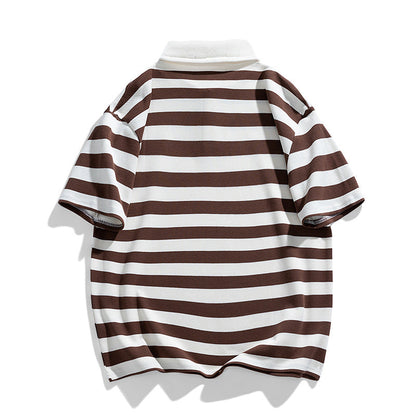 Herren Poloshirt Breitgestreift Hochwertig Baumwolle