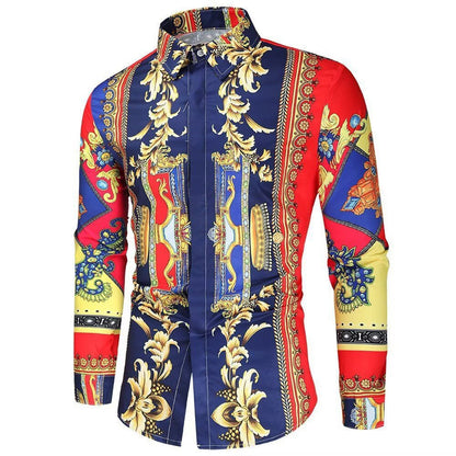 Herren Langarmhemd Modern Barock Muster Berlin Style