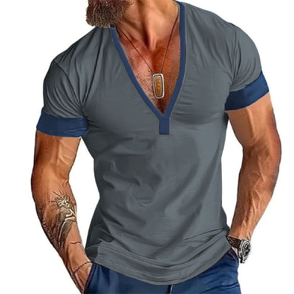 Herren T-Shirt V-Ausschnitt Modern Trendy