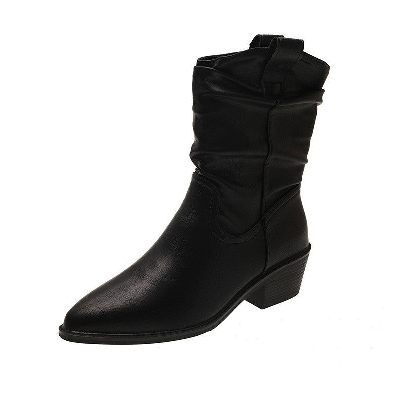 Damen Cowboy-Stiefel Mit Blockabsatz Komfortabel