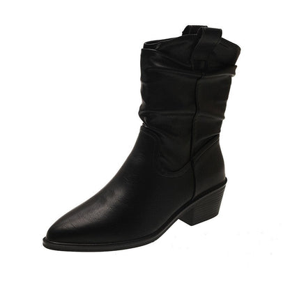 Damen Cowboy-Stiefel Mit Blockabsatz Komfortabel