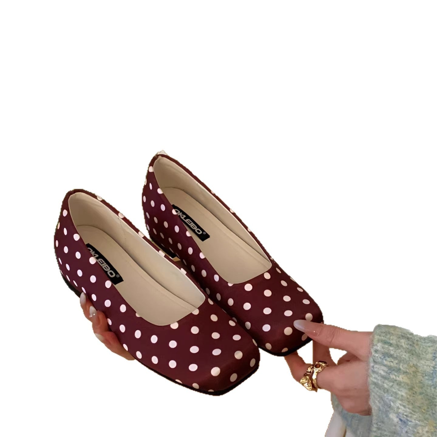Damen Ballerinas mit Punkten Komfort Innenfutter Schwarz