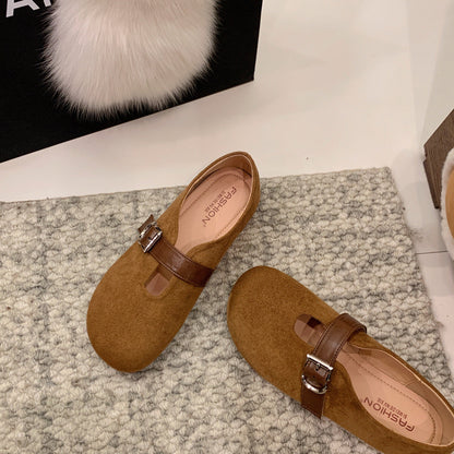 Damen Mokassins Elegant mit Schnalle Schwarz