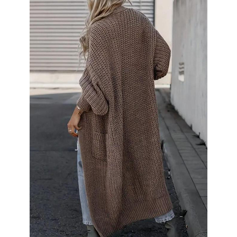 Damen Strickcardigan Mit Taschen Aus Wolle Alltagscardigan