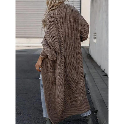 Damen Strickcardigan Mit Taschen Aus Wolle Alltagscardigan