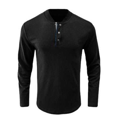 Herren Langarm-Shirt Modern mit Knopfleiste und Struktur Optik - BerlinGlamour