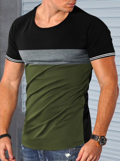 Herren T-Shirt Kurzarm Modern mit Kontrastdetails
