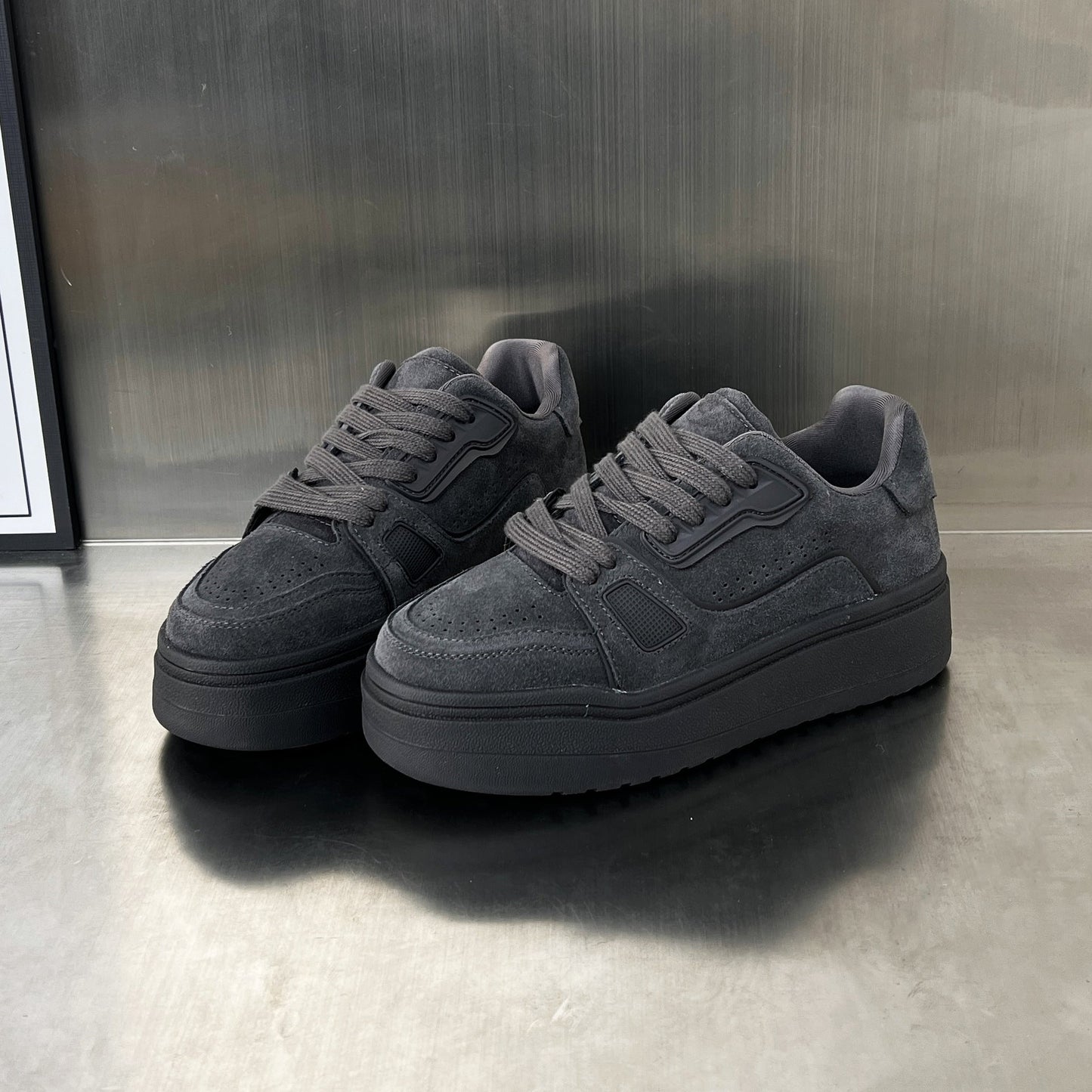 Damen Sneaker Chunky Wildleder Bequem Rutschfest