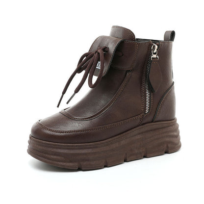 Damen Plateausneaker Hoch mit Reißverschluss Komfort Innenfutter