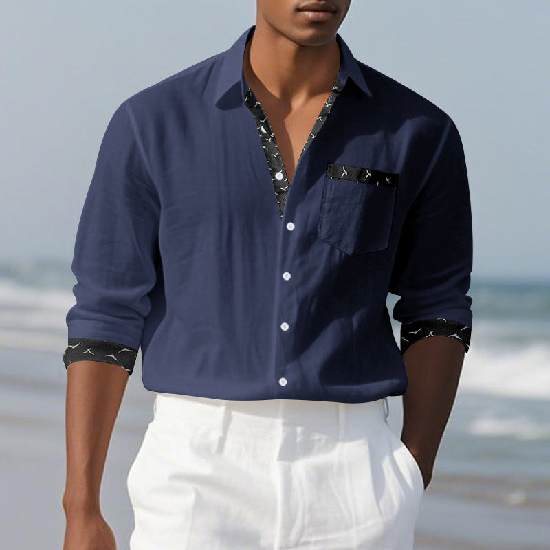 Herren Hemd Langarm Modern mit Kontrastdetails