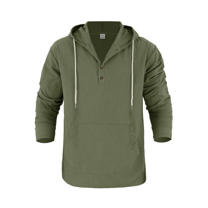Herren Kapuzenpullover Lässig mit Tasche und Knöpfen