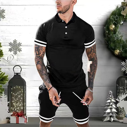 Herren Sportset Poloshirt und Shorts Sportlich Sommer