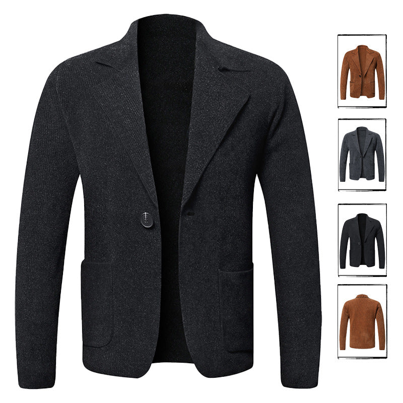 Herren Strickblazer Elegant Mit Taschen Modern