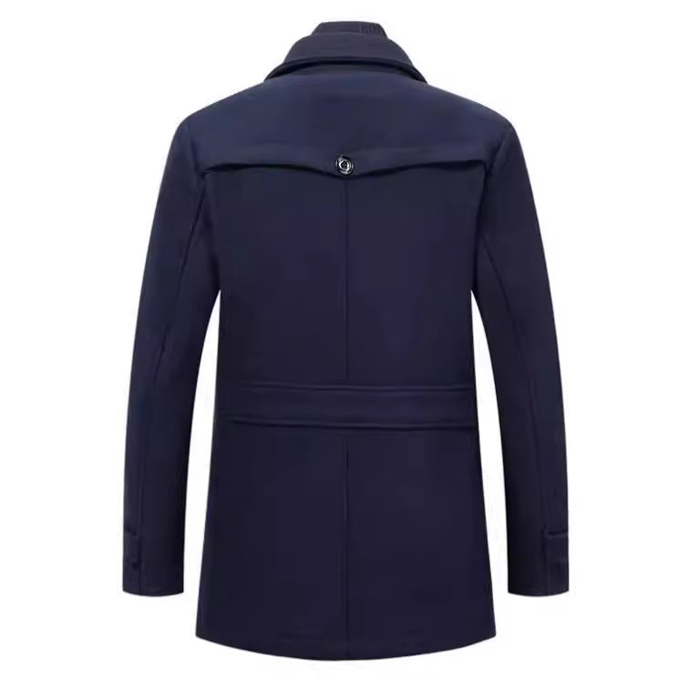 Herren Wollmantel Eleganter Wintermantel Mit Abnehmbarer Kapuze