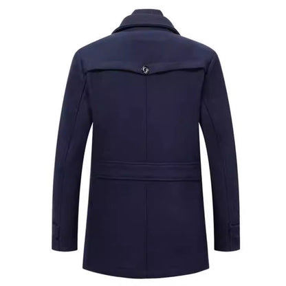 Herren Wollmantel Eleganter Wintermantel Mit Abnehmbarer Kapuze